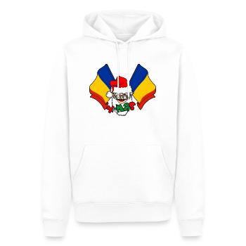 Santa Claus flag Romania X mas - Men’s Premium Organic Hoodie - white - Front - Nico (187cm)