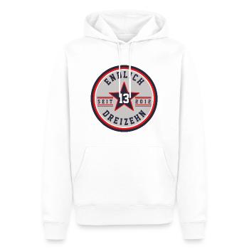 ENDLICH DREIZEHN - TEENAGER - TEENIE - 13. GEBURTS - Männer Premium Bio Hoodie - Weiß - Vorne - Nico (187cm)