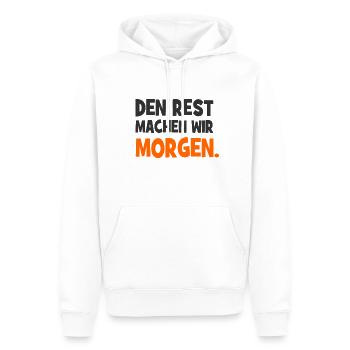 Den Rest machen wir Morgen - Handwerker Spruch - Männer Premium Bio Hoodie - Weiß - Vorne - Nico (187cm)