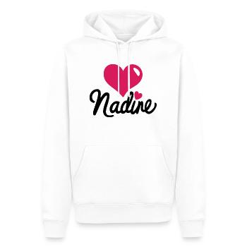 Personalisierte Liebe – Herz mit Name Nadine - Männer Premium Bio Hoodie - Weiß - Vorne - Nico (187cm)