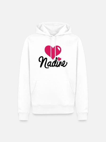 Personalisierte Liebe – Herz mit Name Nadine - Männer Premium Bio Hoodie - Weiß