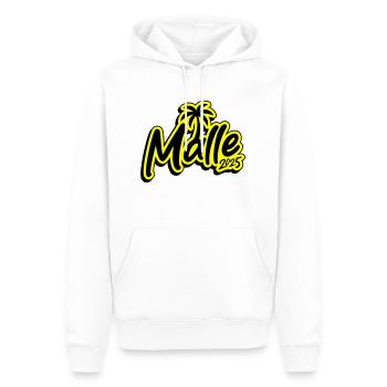 Palmier Malle 2025 - Sweat à capuche Premium bio Homme - blanc - Devant - Nico (187cm)