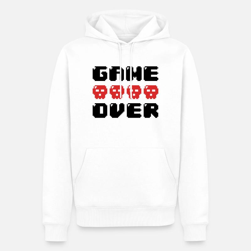 game over - Sweat à capuche Premium bio Homme - blanc