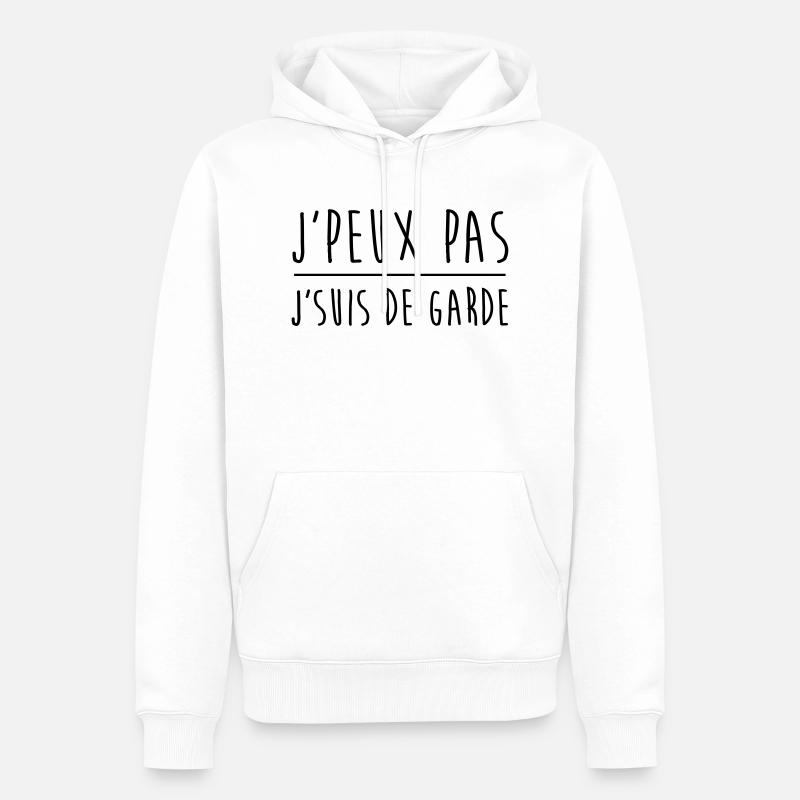 Je peux pas j'suis de garde - Sweat à capuche Premium bio Homme - blanc