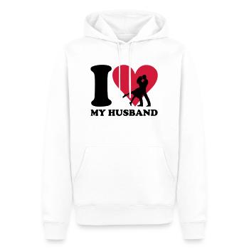 I love my Husband - Männer Premium Bio Hoodie - Weiß - Vorne - Nico (187cm)