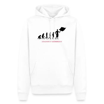 evolution of saunameister - Männer Premium Bio Hoodie - Weiß - Vorne - Nico (187cm)