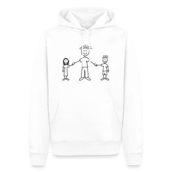 family_dad_with_girl_and_boy_1c - Männer Premium Bio Hoodie - Weiß - Vorne - Nico (187cm)