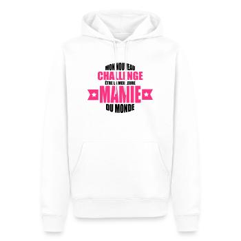 mon nouveau challenge être la meilleure mamie - Sweat à capuche Premium bio Homme - blanc - Devant - Nico (187cm)