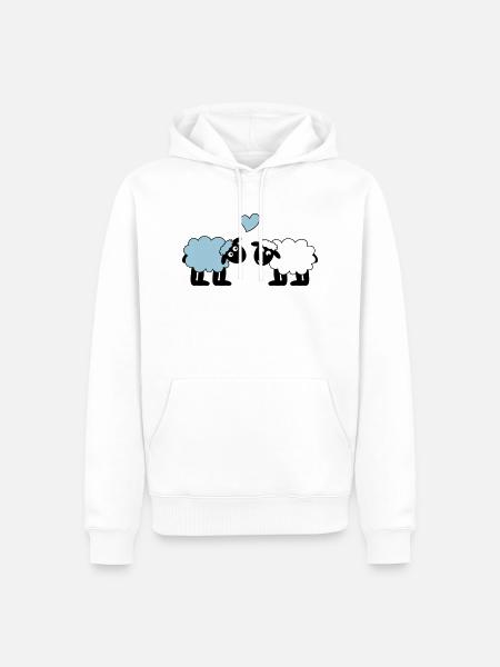mouton joyeusement amoureux mouton mouton cœur d’agneau - Sweat à capuche Premium bio Homme - blanc