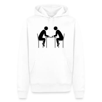 2 freunde team paar buero besprechung reden sitzen - Männer Premium Bio Hoodie - Weiß - Vorne - Nico (187cm)