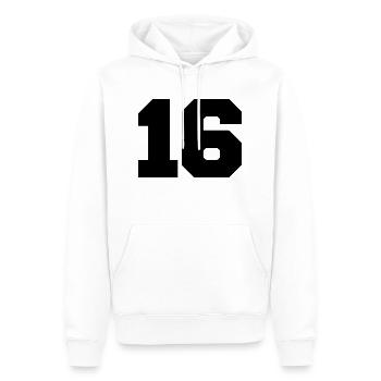 16 - Männer Premium Bio Hoodie - Weiß - Vorne - Nico (187cm)