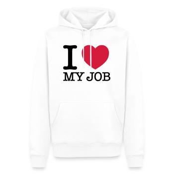 I Love My Job - Sweat à capuche Premium bio Homme - blanc - Devant - Nico (187cm)