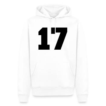 17 - Männer Premium Bio Hoodie - Weiß - Vorne - Nico (187cm)