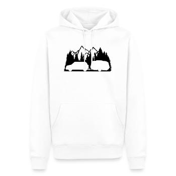 forêt montagne sapin montagnes caravane caravanes - Sweat à capuche Premium bio Homme - blanc - Devant - Nico (187cm)