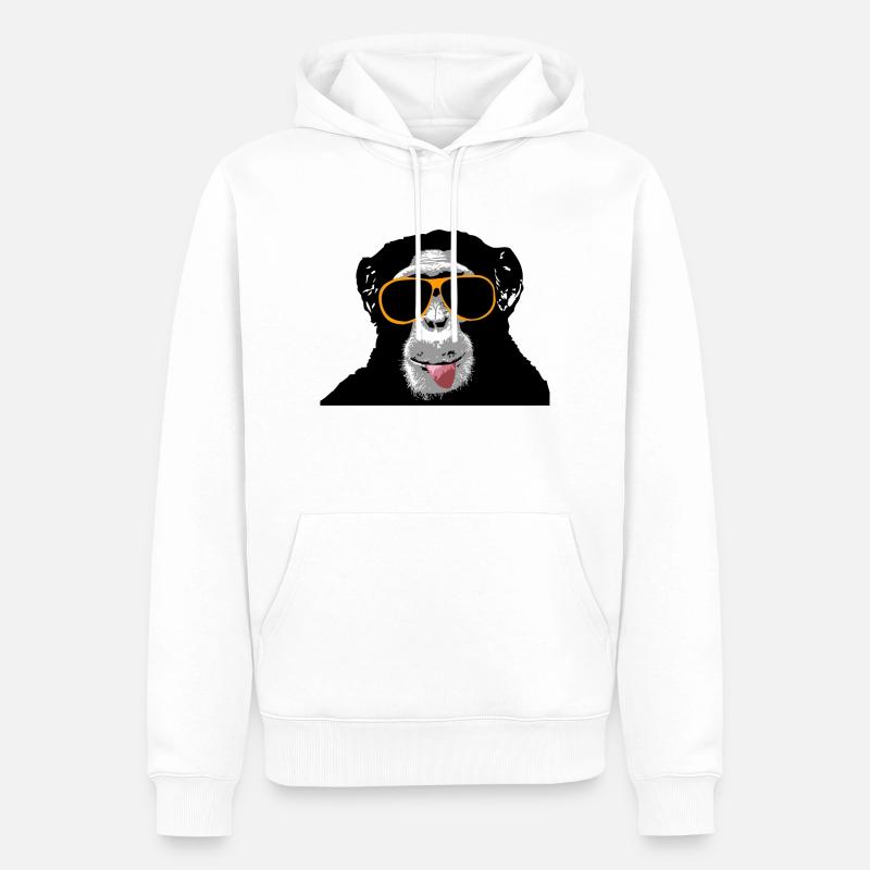 Schimpanse - Affe - Männer Premium Bio Hoodie - Weiß