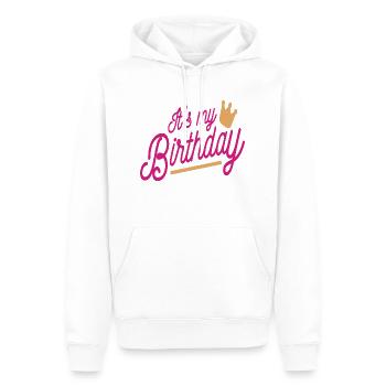 Mon anniversaire - Sweat à capuche Premium bio Homme - blanc - Devant - Nico (187cm)