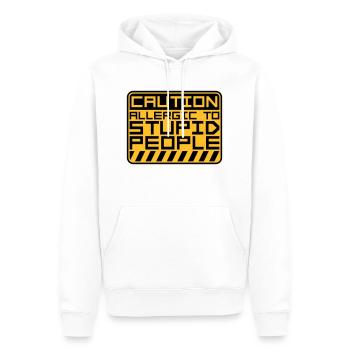 Caution Stupid People - Männer Premium Bio Hoodie - Weiß - Vorne - Nico (187cm)