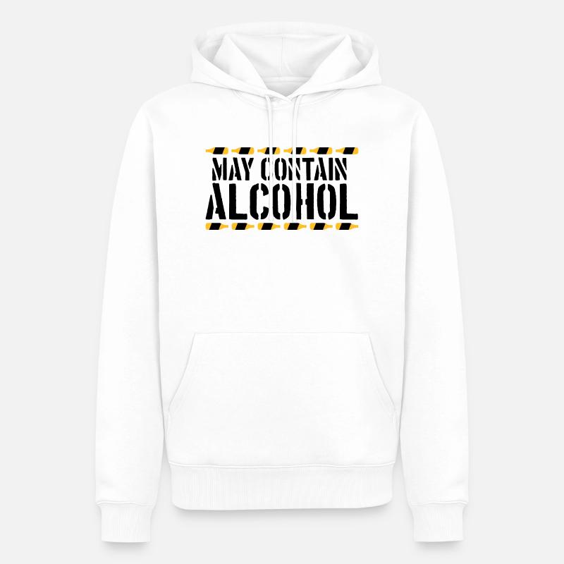 Spruch Kann Alkohol enthalten - Männer Premium Bio Hoodie - Weiß