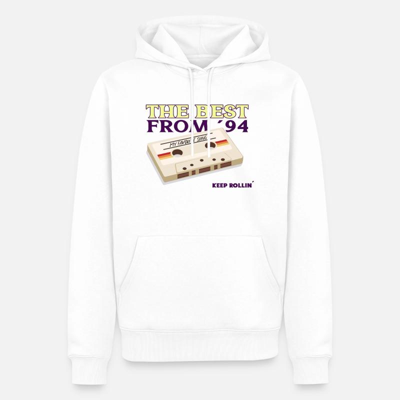 Cassette de 1994 - Sweat à capuche Premium bio Homme - blanc