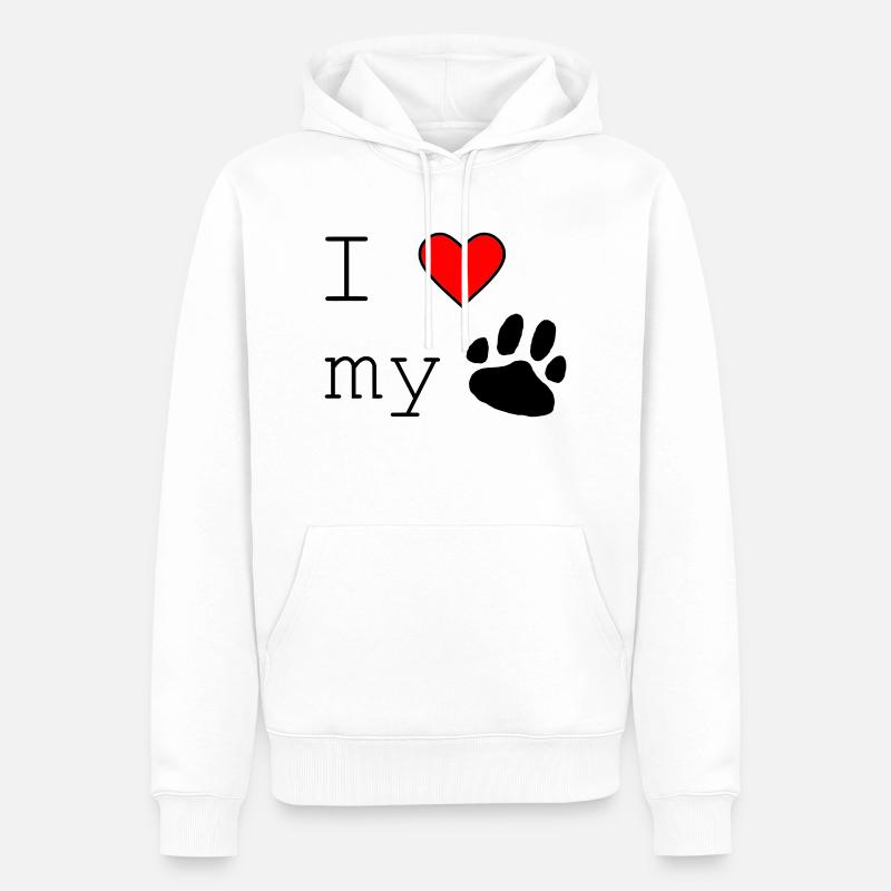 J’aime mon chien - Sweat à capuche Premium bio Homme - blanc