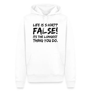 Inspiration Motivation Vie positive Vie - Sweat à capuche Premium bio Homme - blanc - Devant - Nico (187cm)