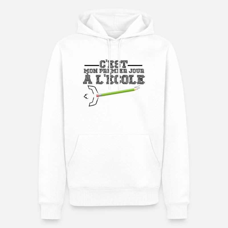 c'est mon premier jour à l'école - Sweat à capuche Premium bio Homme - blanc