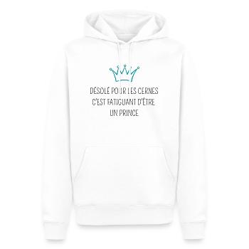 Désolé pour les cernes je suis un prince - Sweat à capuche Premium bio Homme - blanc - Devant - Nico (187cm)