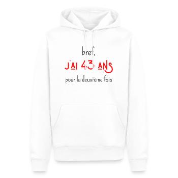 bref j'ai un 43 ans pour la deuxième fois - Sweat à capuche Premium bio Homme - blanc - Devant - Nico (187cm)