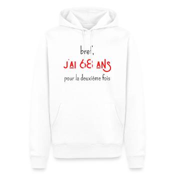 bref j'ai un 68 ans pour la deuxième fois - Sweat à capuche Premium bio Homme - blanc - Devant - Nico (187cm)