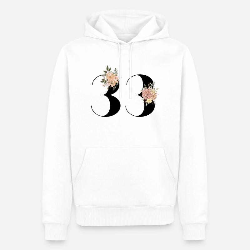 33e anniversaire fleuris (Cadeau de 33 ans) - Sweat à capuche Premium bio Homme - blanc