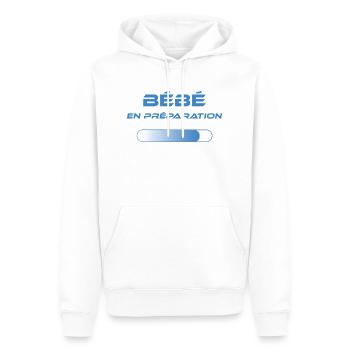 BEBE en preparation bleu - Sweat à capuche Premium bio Homme - blanc - Devant - Nico (187cm)