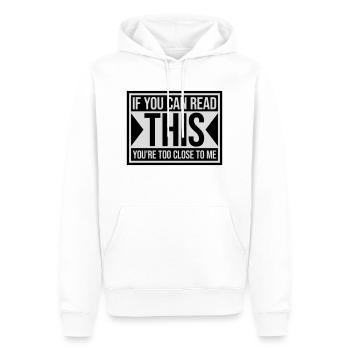 trop près de moi - Sweat à capuche Premium bio Homme - blanc - Devant - Nico (187cm)