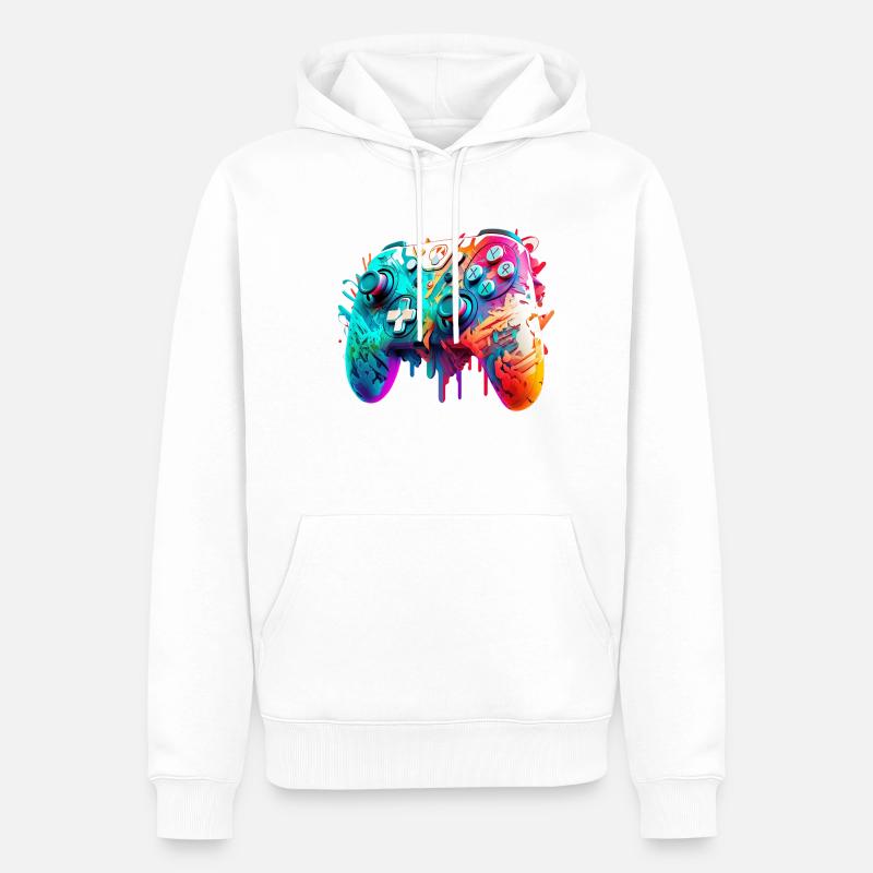 Neon Gaming Controller / Kontroller - Männer Premium Bio Hoodie - Weiß