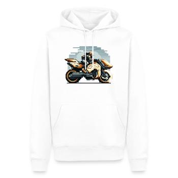 Un motard conduit la moto 8 bits du futur - Sweat à capuche Premium bio Homme - blanc - Devant - Nico (187cm)