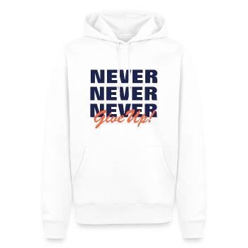 NE JAMAIS ABANDONNER - MOTIVATION - SLOGAN - PERSÉVÉRANCE - Sweat à capuche Premium bio Homme - blanc - Devant - Nico (187cm)