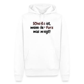 Scheiße ist, wenn der Furz was wiegt! - Männer Premium Bio Hoodie - Weiß - Vorne - Nico (187cm)