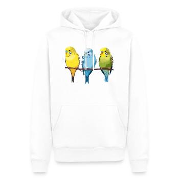 3 Budgies - Men’s Premium Organic Hoodie - white - Front - Nico (187cm)