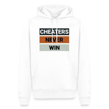 Cheaters Never Win - Men’s Premium Organic Hoodie - white - Front - Nico (187cm)