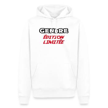 GENDRE édition limitée - Sweat à capuche Premium bio Homme - blanc - Devant - Nico (187cm)