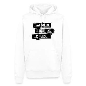Triathlon Laufen Schwimmen Radfahren - Männer Premium Bio Hoodie - Weiß - Vorne - Nico (187cm)