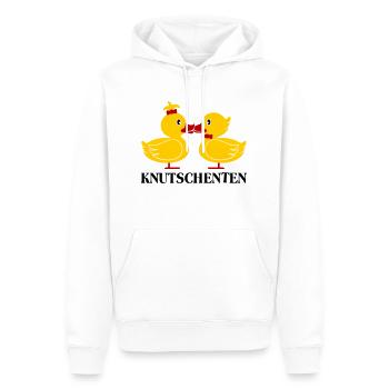 Die KnutschEnten (Enten) Spruch - Männer Premium Bio Hoodie - Weiß - Vorne - Nico (187cm)