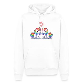 Licorne Amour BD - Sweat à capuche Premium bio Homme - blanc - Devant - Nico (187cm)