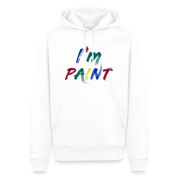 JE SUIS PEINTRE - J’adore peindre au doigt – Peintures au doigt - Sweat à capuche Premium bio Homme - blanc - Devant - Nico (187cm)