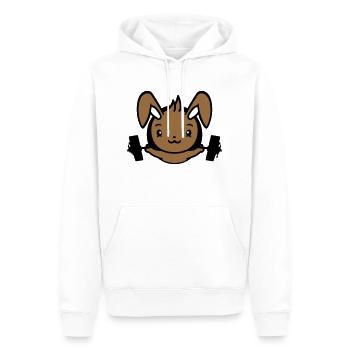 Hase Bodybuilder Gym Muskeln Stark Fitness Gewicht - Männer Premium Bio Hoodie - Weiß - Vorne - Nico (187cm)