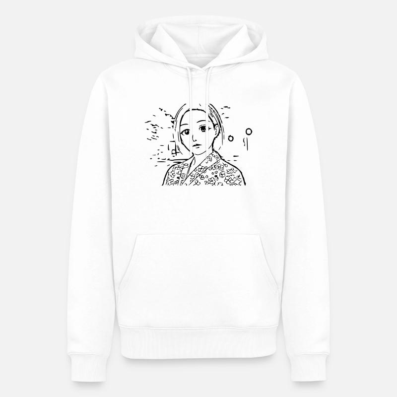 Anime Mädchen - Männer Premium Bio Hoodie - Weiß