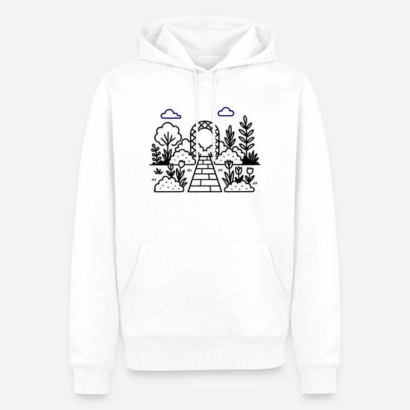 Logo de pépinière de jardin - Sweat à capuche Premium bio Homme - blanc