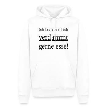 Ich laufe, weil ich verdammt gerne esse! - Männer Premium Bio Hoodie - Weiß - Vorne - Nico (187cm)