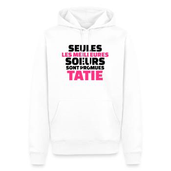 seules les meilleures soeurs sont promues tatie - Sweat à capuche Premium bio Homme - blanc - Devant - Nico (187cm)