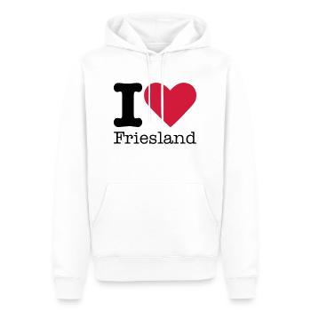 I Love Friesland - Mannen Premium Bio hoodie - wit - Voor - Nico (187cm)