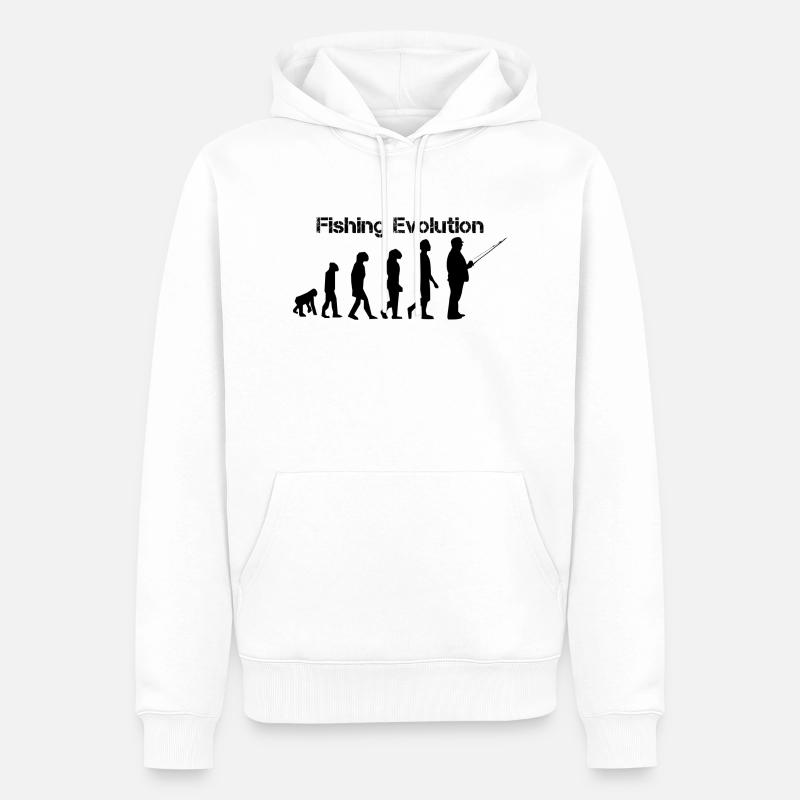 l'évolution de la pê - Sweat à capuche Premium bio Homme - blanc